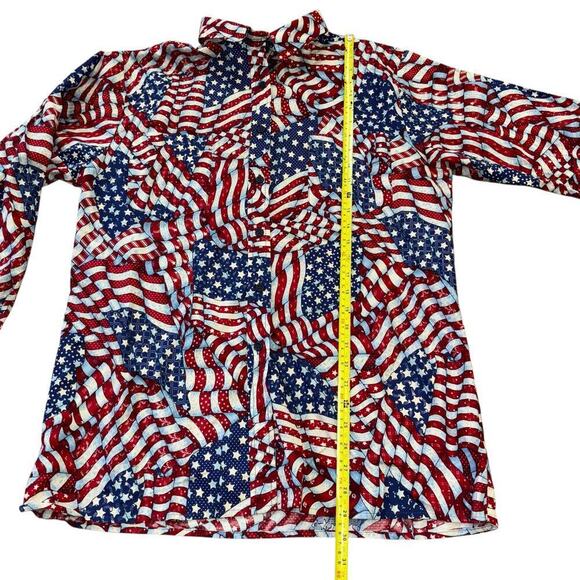 VTG Andrew McMullan USA Flag Button Down Shirt Men’s M 100% Cotton Americana - Picture 11 of 12